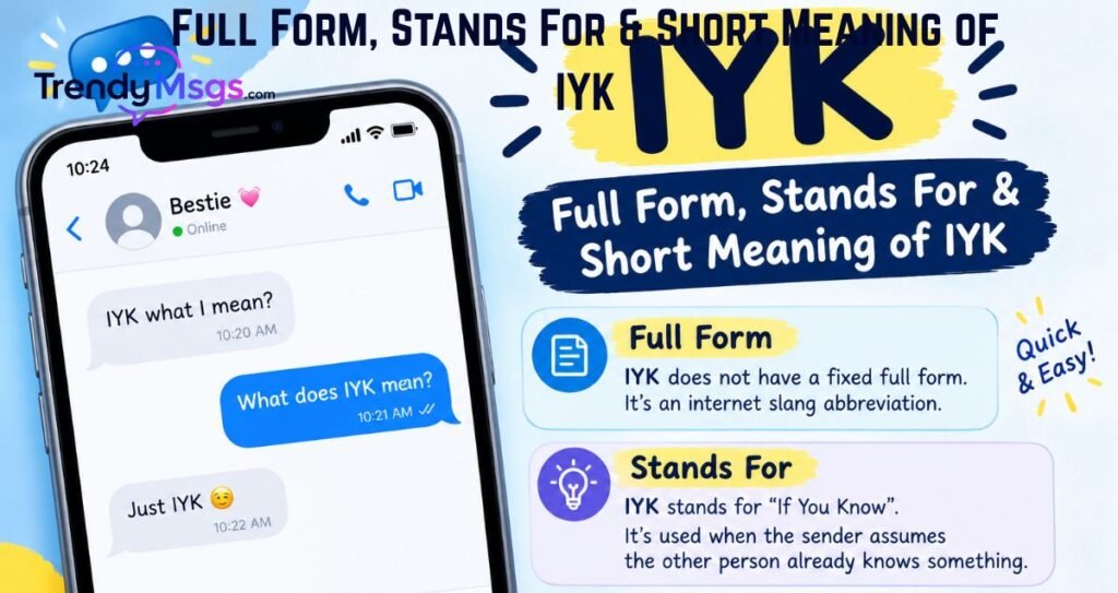 Full Form, Stands For & Short Meaning of IYK